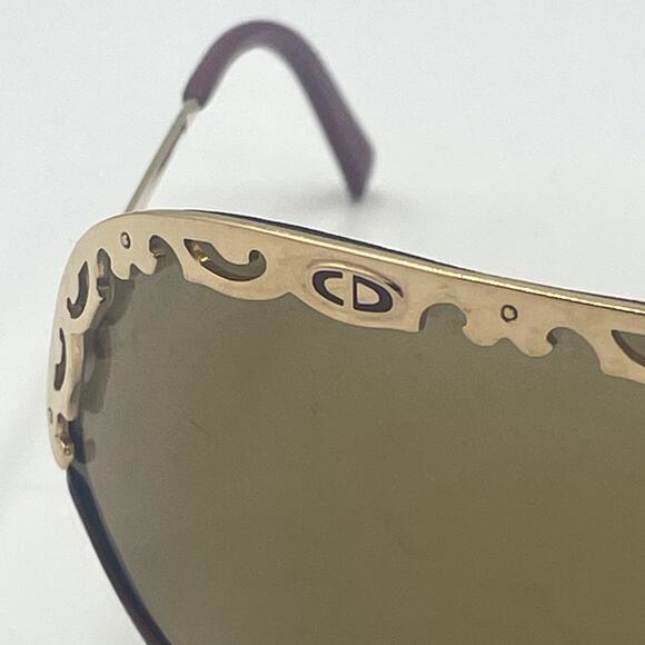 Vintage Christian Dior 2501 Sunglasses Gold Tone Red Frame Brown Polarized Lens - Picture 2 of 13